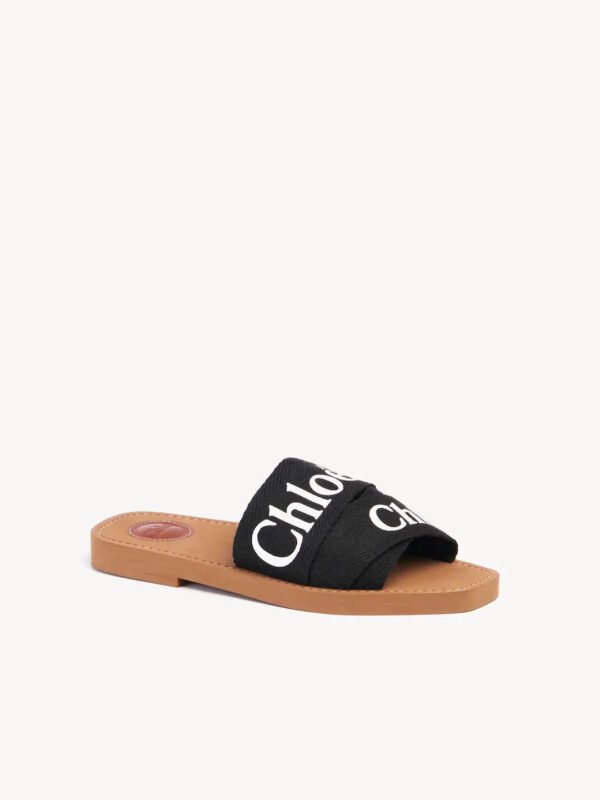 Chloé Woody Logo-Print Canvas Slides – Designer Flat Sandals for Effortless Summer Style - Image 6