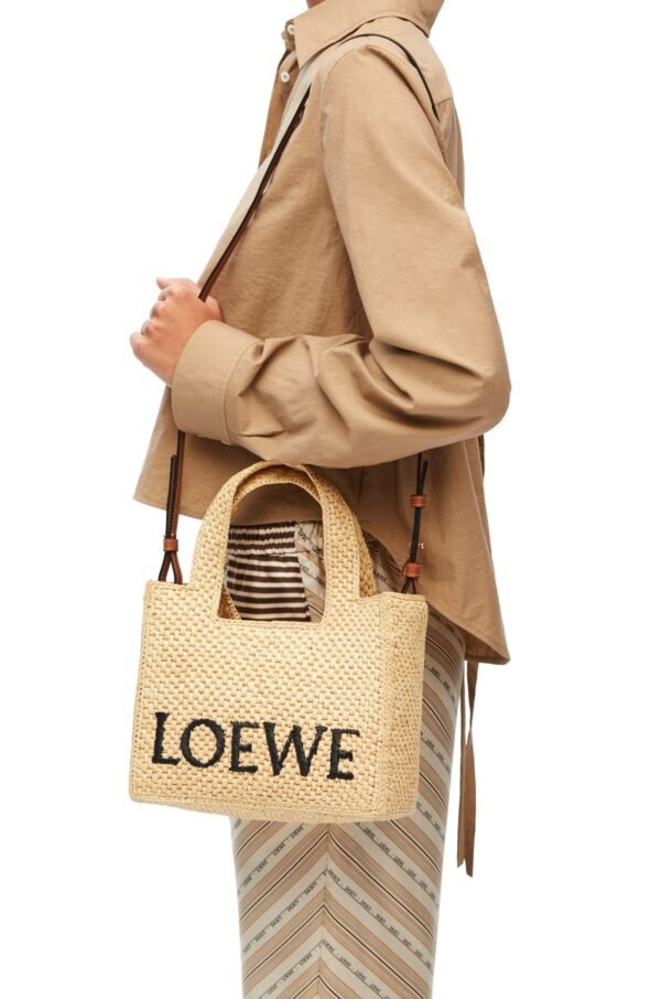 Loewe Raffia Tote – Medium Designer Beach Bag with Leather Anagram for Elegant Summer Days - Image 2