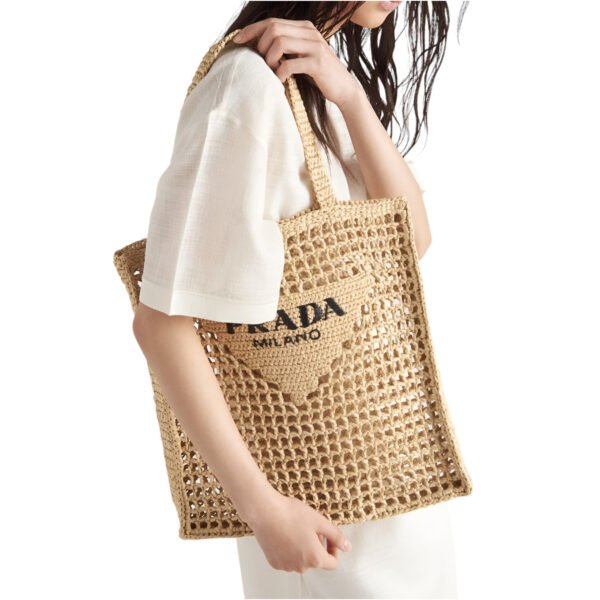 Prada Crochet Raffia Tote – Luxury Beach Bag for Effortless Summer Looks - Image 6