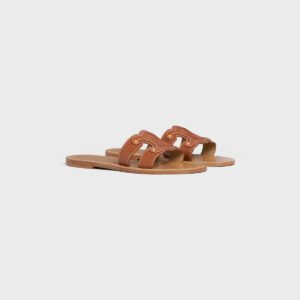 Celine Gold Logo Mule Sandals – Leather Slides for Luxury Getaways & Summer Style